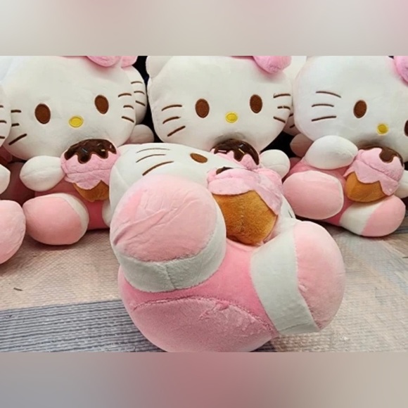 Adorable Kawaii Sanrio Hello Kitty Ice Cream Cone Plush Doll - Stuffed Toy - Picture 10 of 12